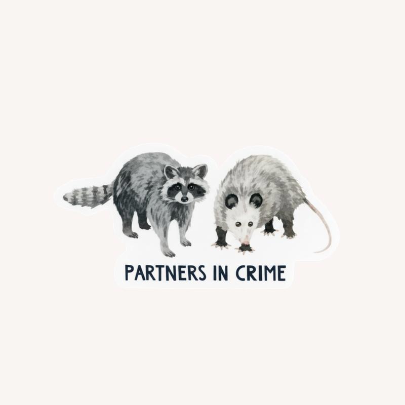 Raccoon And Possum, Partner In Crime Sticker - Raccsy
