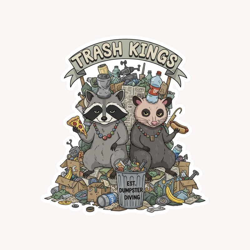 Raccoon And Possum Trash Kings Sticker - Raccsy