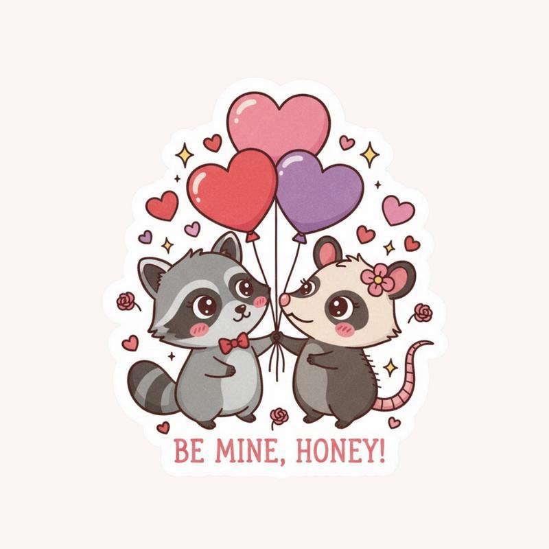 Raccoon And Possum Valentine Couple Sticker - Raccsy UK