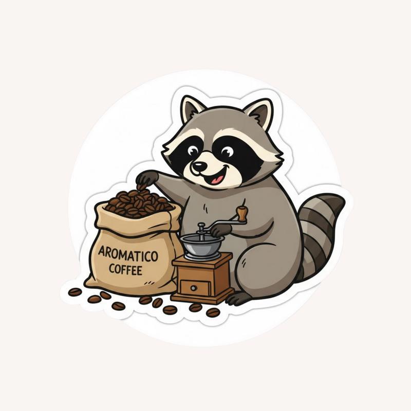 Raccoon Coffee Bean Thief Sticker - Raccsy AU