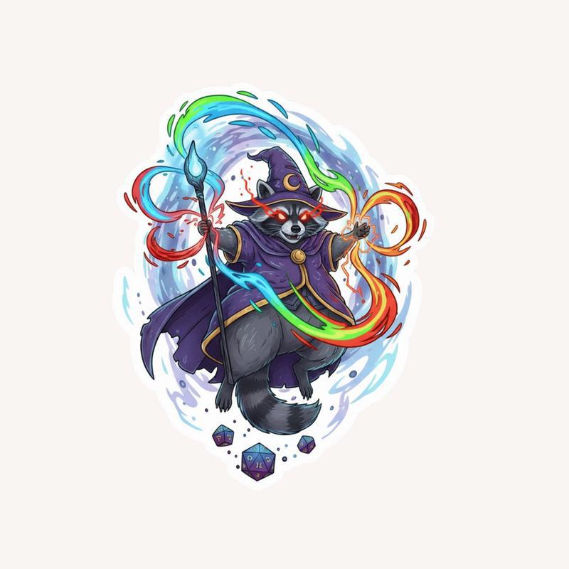Raccoon DnD Casting Chaos Bolt Sticker - Raccsy
