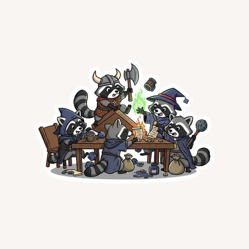 Raccoon DnD Chaos Party Sticker - Raccsy