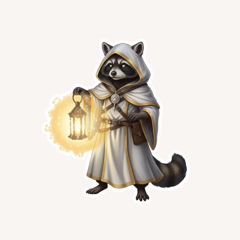 Raccoon DnD Cleric Sticker - Raccsy