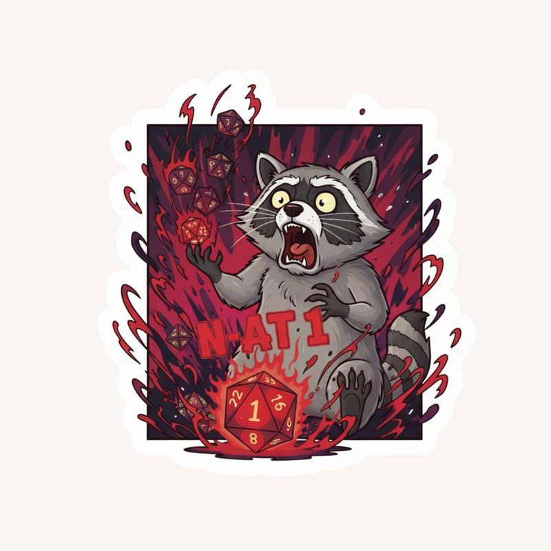 Raccoon DnD Critical Fail Sticker - Raccsy