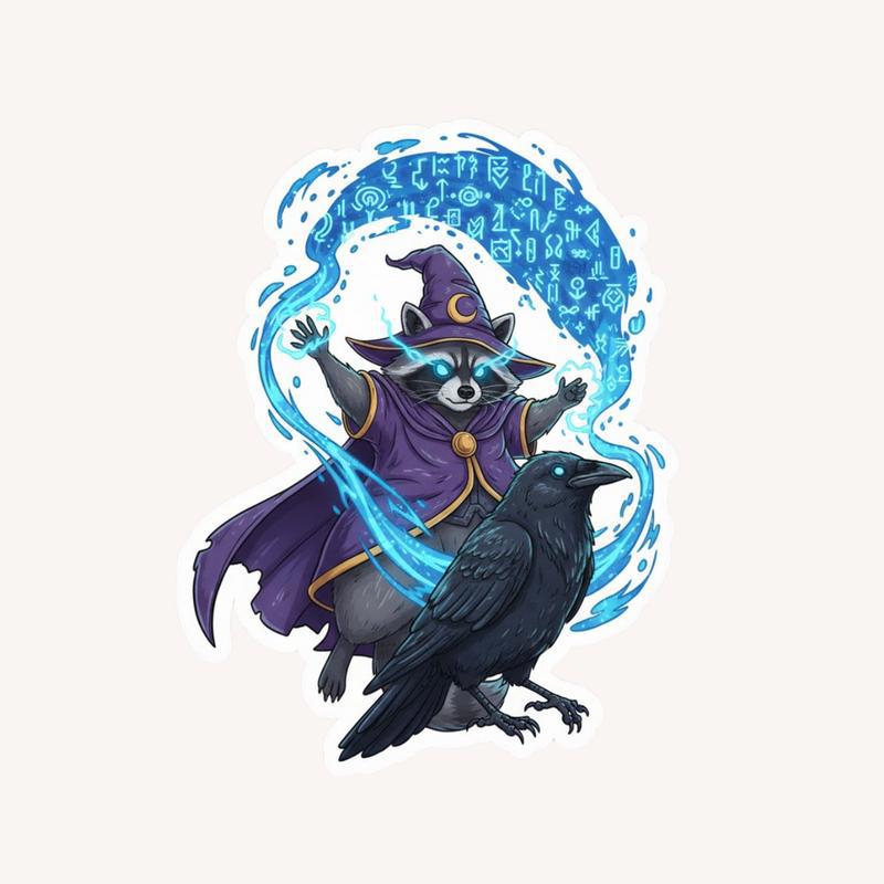 Raccoon DnD Crow Companion Sticker - Raccsy