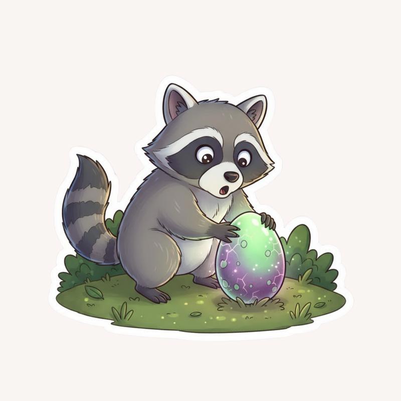 Raccoon DnD Dragon Egg Sticker - Raccsy