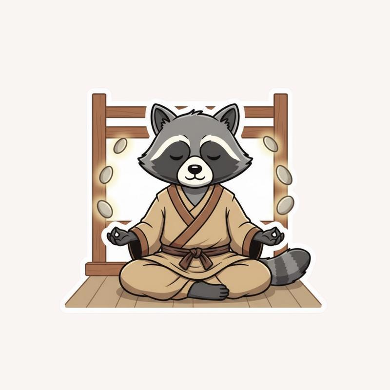 Raccoon DnD Monk Sticker - Raccsy