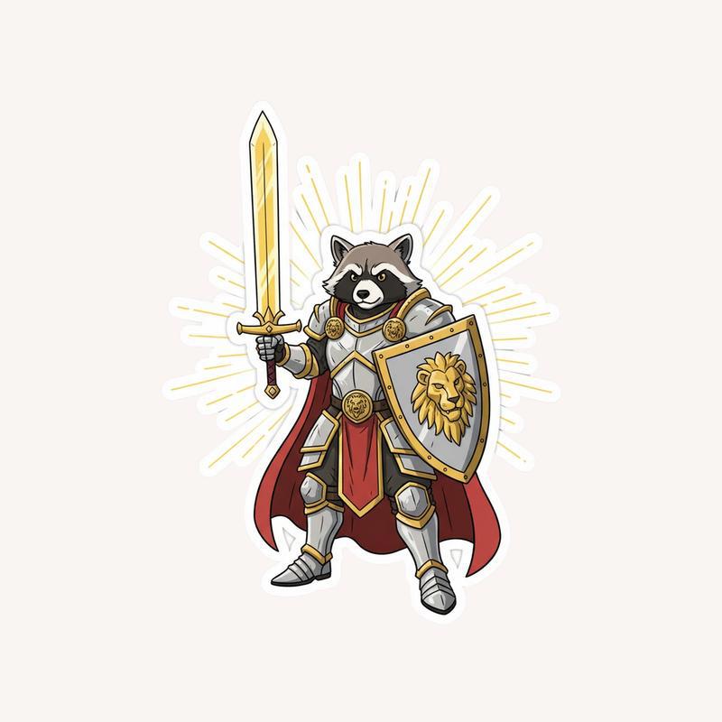 Raccoon DnD Paladin Knight Sticker - Raccsy