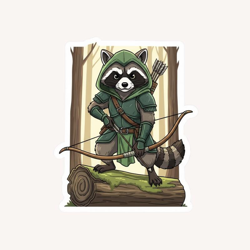 Raccoon DnD Ranger Sticker - Raccsy