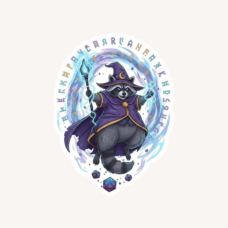 Raccoon DnD Sorcerer Sticker - Raccsy