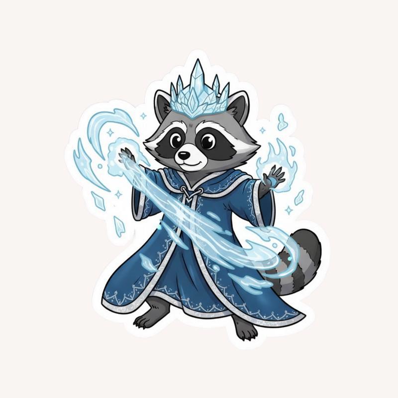 Raccoon DnD Sorcerer Of Ice Sticker - Raccsy