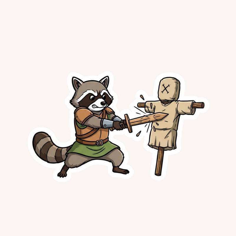 Raccoon DnD Sword Training Sticker - Raccsy