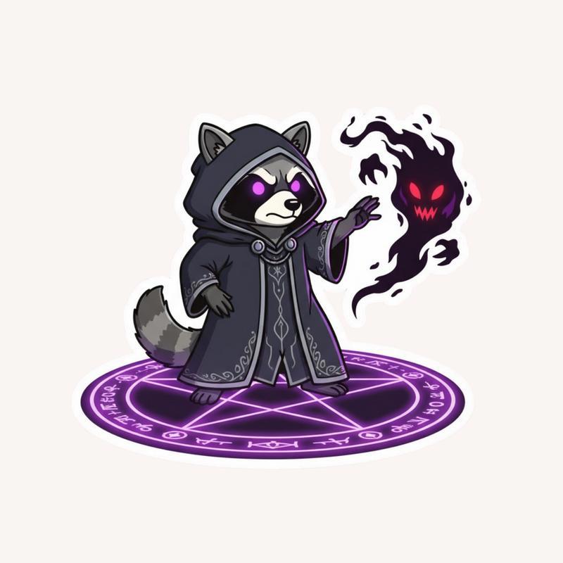 Raccoon DnD Warlock Sticker - Raccsy