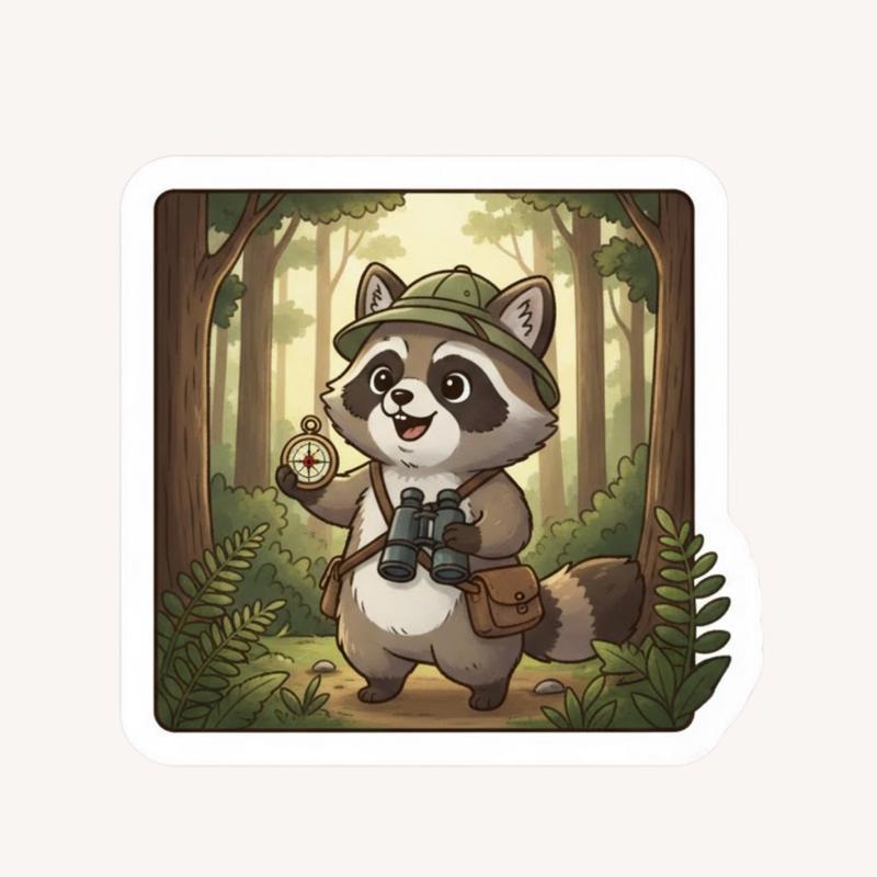 Raccoon Dog Adventurer Explorer Sticker - Raccsy