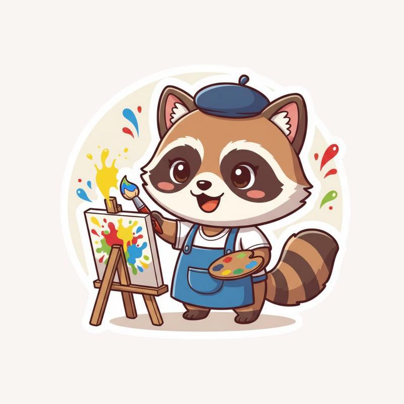 Raccoon Dog Artist Sticker - Raccsy
