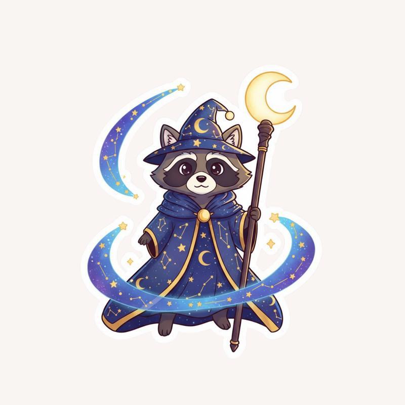 Raccoon Dog Astral Mage Sticker - Raccsy