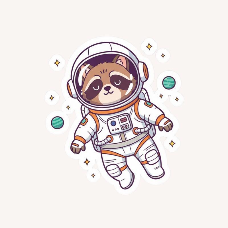 Raccoon Dog Astronaut Sticker - Raccsy