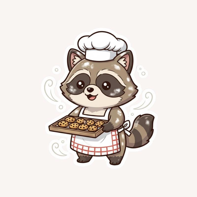 Raccoon Dog Baker Sticker - Raccsy