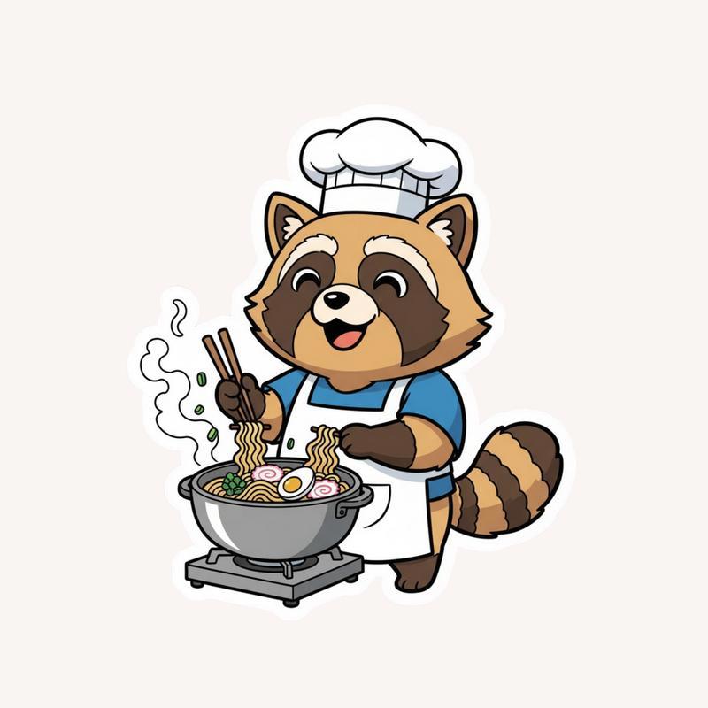 Raccoon Dog Chef Sticker - Raccsy