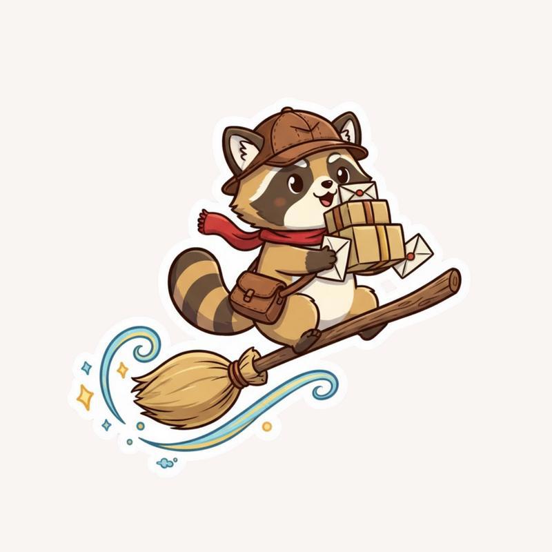 Raccoon Dog Delivery Sticker - Raccsy