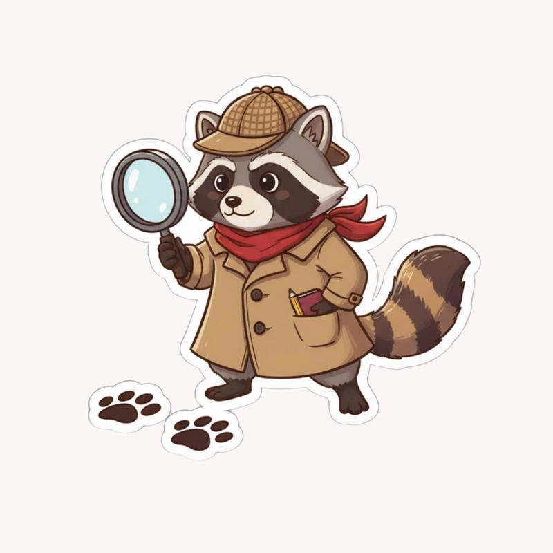 Raccoon Dog Detective Sticker - Raccsy