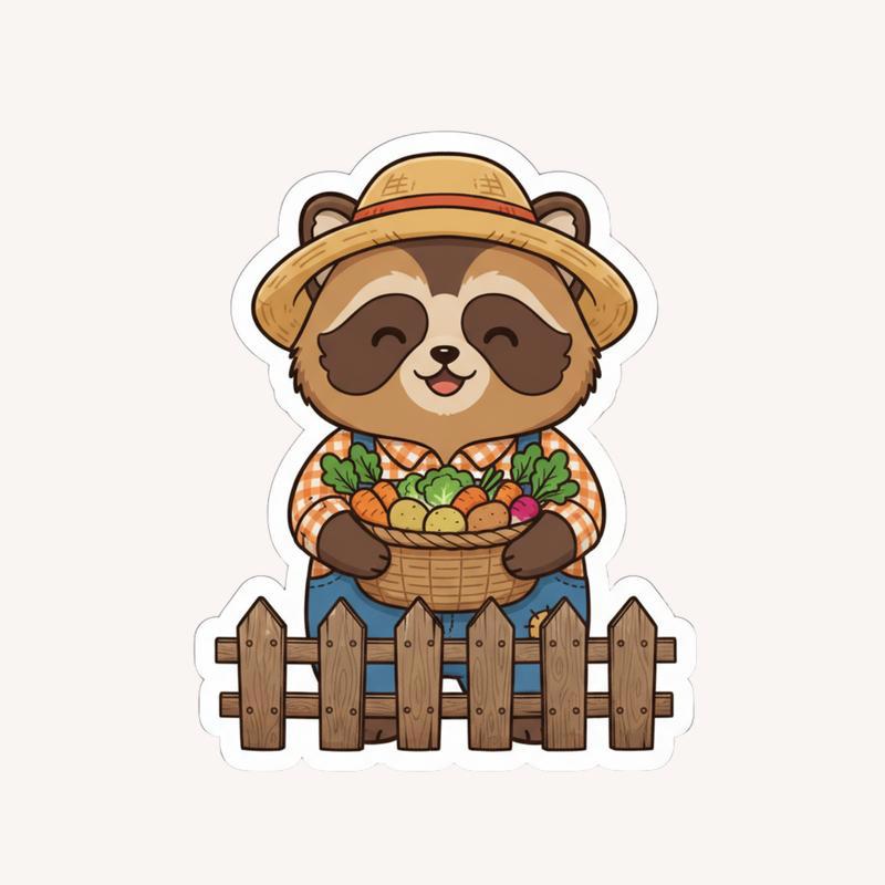 Raccoon Dog Farmer Sticker - Raccsy