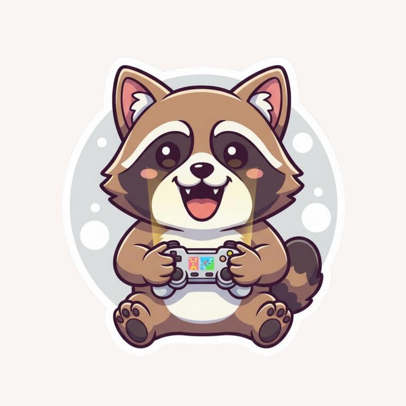 Raccoon Dog Gamer Sticker