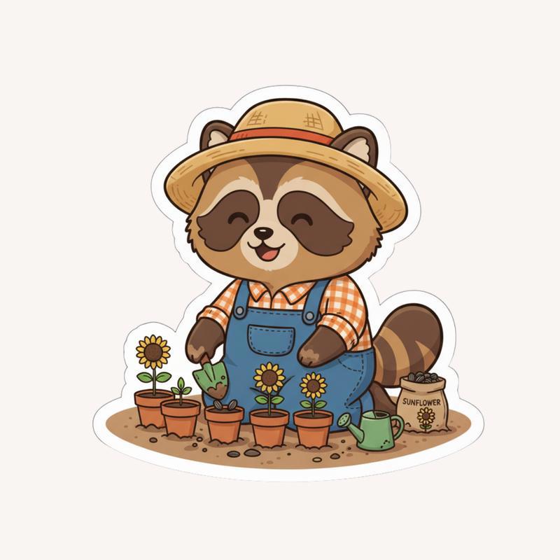 Raccoon Dog Gardener’s Joy Sticker - Raccsy
