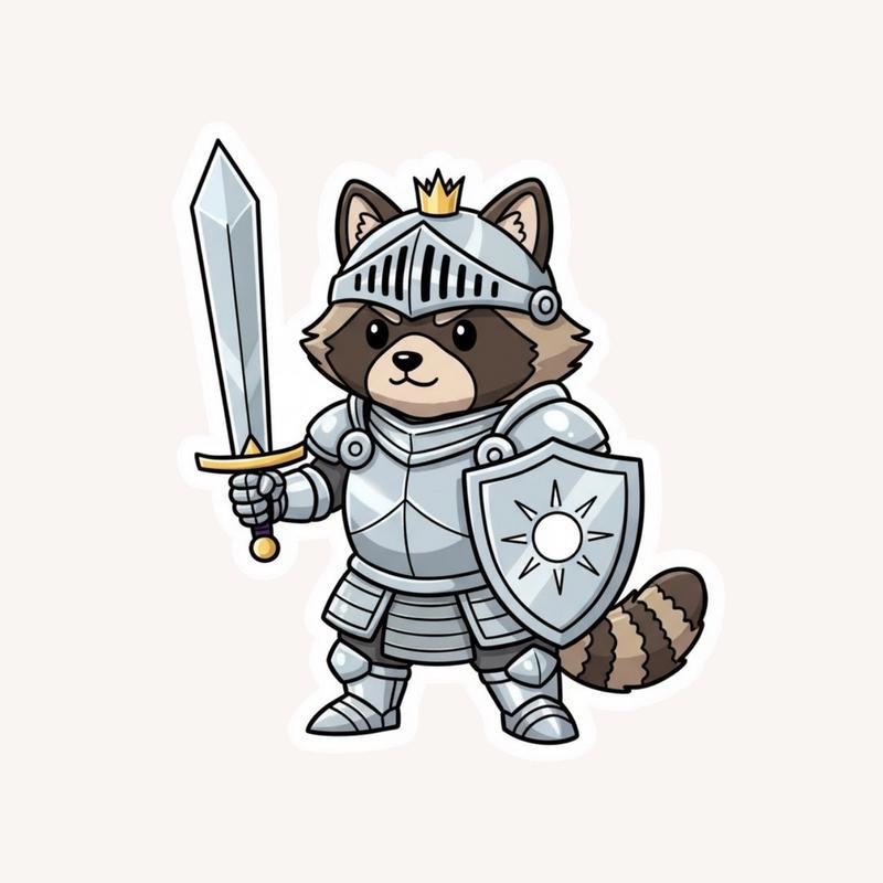 Raccoon Dog Knight Sticker - Raccsy