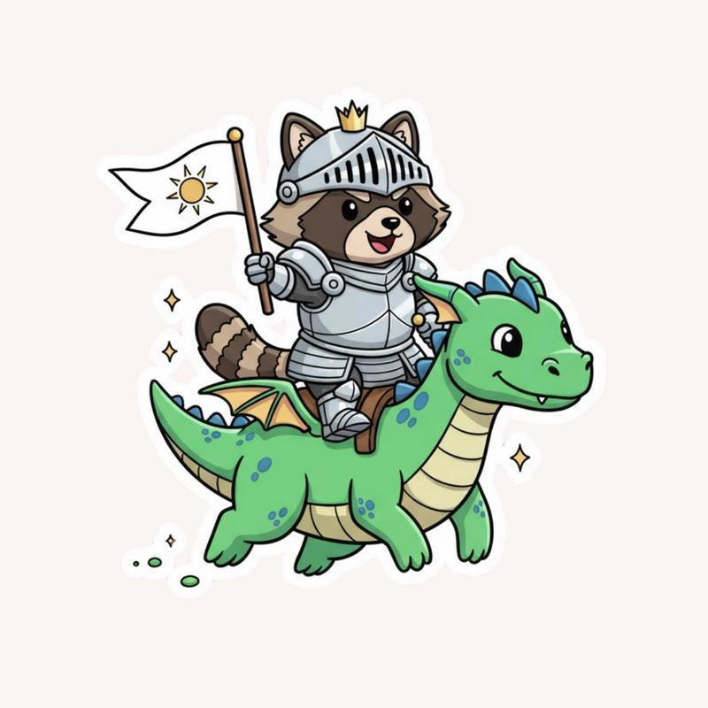 Raccoon Dog Knight Rider Sticker - Raccsy