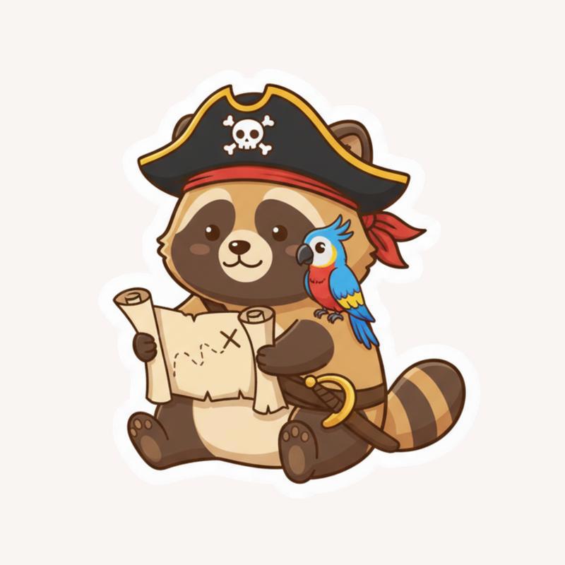 Raccoon Dog Pirate Sticker - Raccsy