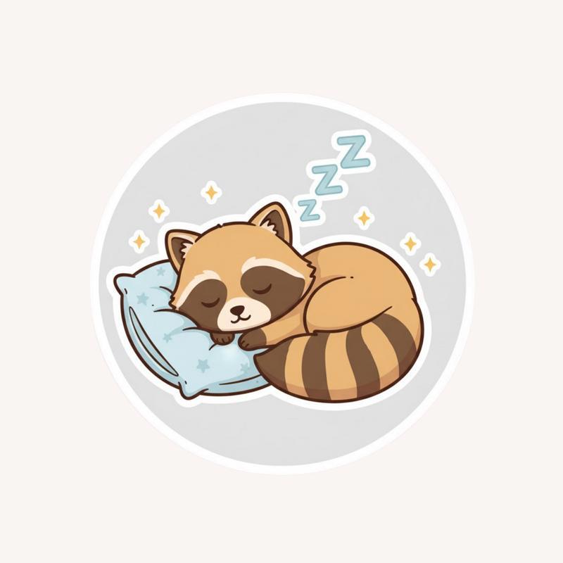 Raccoon Dog Sleeping Sticker - Raccsy