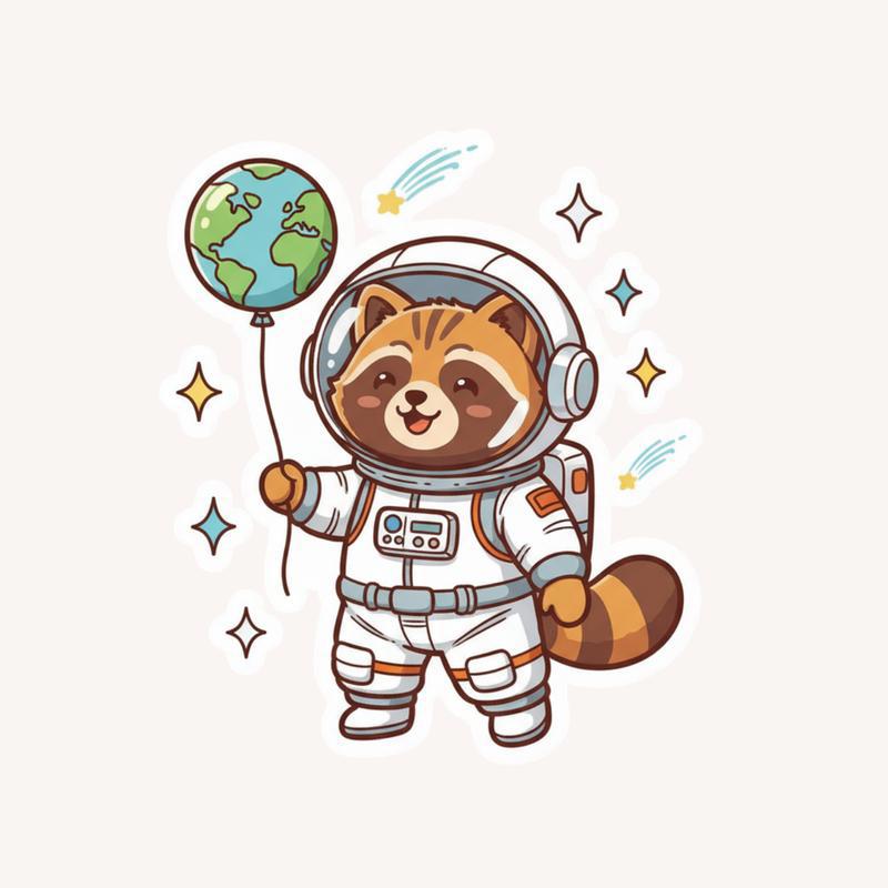 Raccoon Dog Space Explorer Sticker - Raccsy
