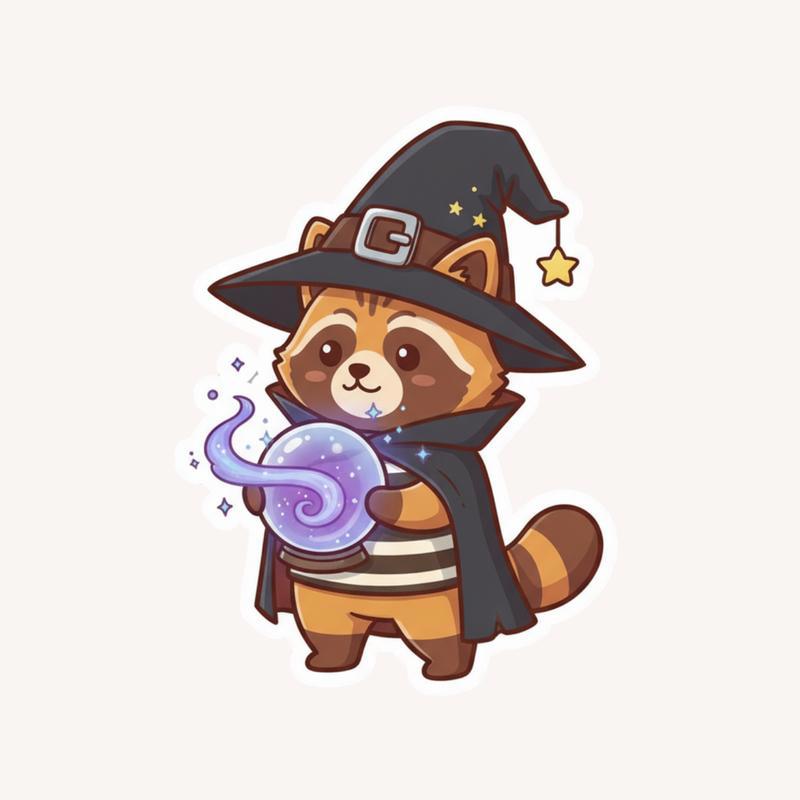 Raccoon Dog Witchy Vibes Sticker - Raccsy