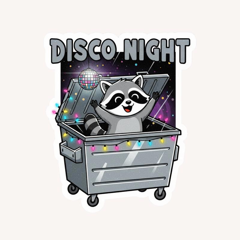 Raccoon Dumpster Disco Night Sticker - Raccsy