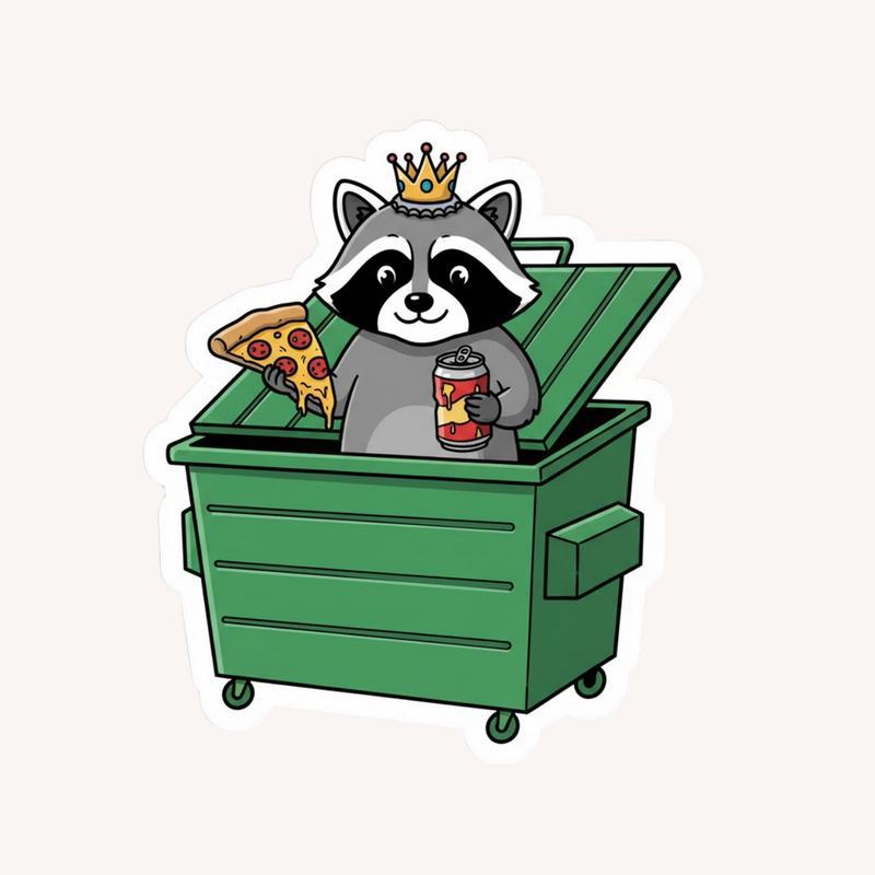 Raccoon Dumpster Diving Delight Sticker - Raccsy