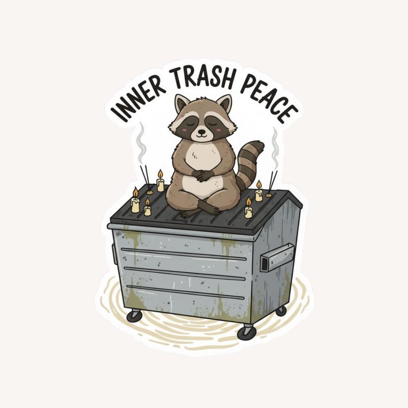 Raccoon Dumpster Meditation Vibes Sticker