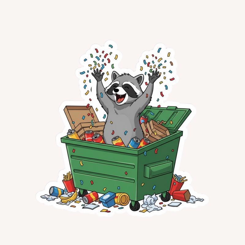 Raccoon Dumpster Trash Party Sticker - Raccsy