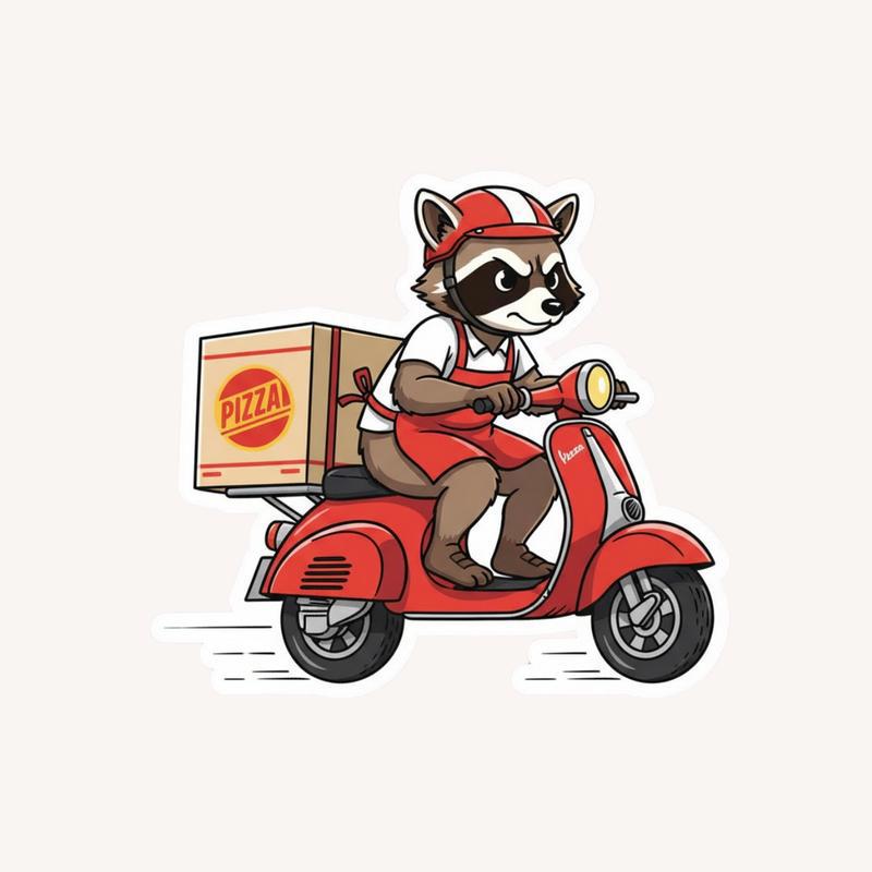 Raccoon Pizza Delivery Sticker