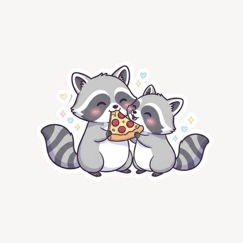 Raccoon Pizza Love Couple Sticker - Raccsy UK