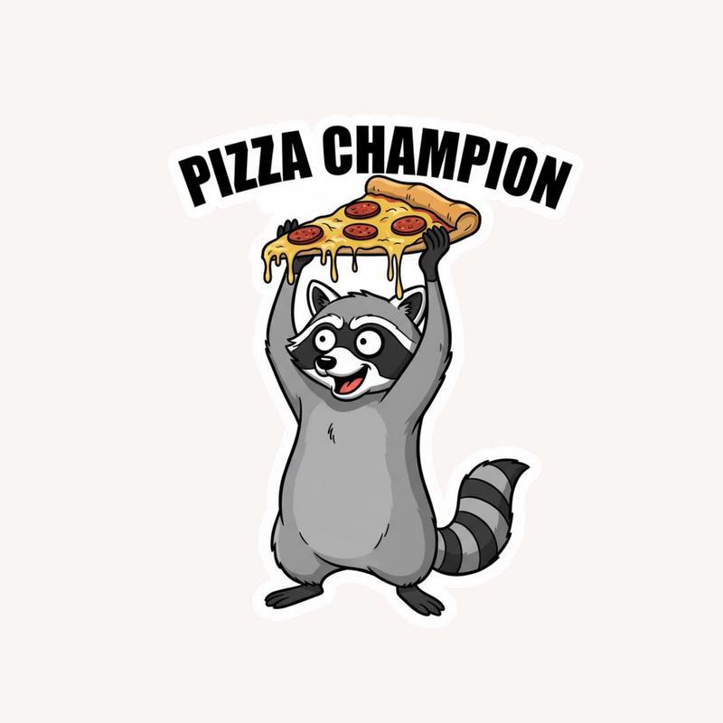 Raccoon Pizza Meme Champion Sticker - Raccsy