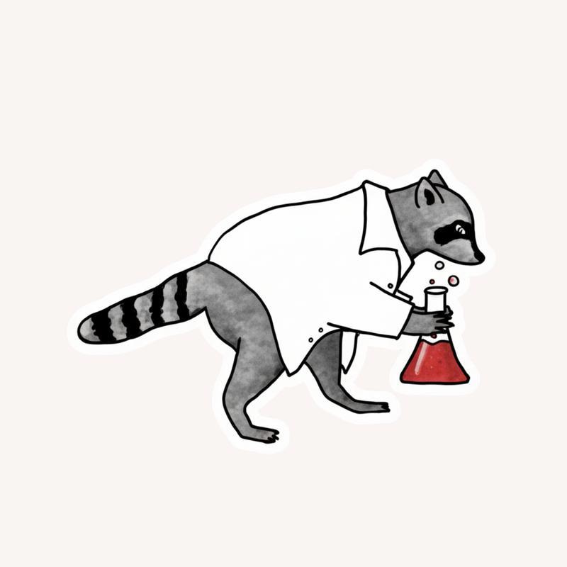 Raccoon Scientist Meme Sticker - Raccsy