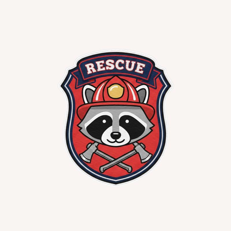 Rescue Firefighter Raccoon Sticker - Raccsy