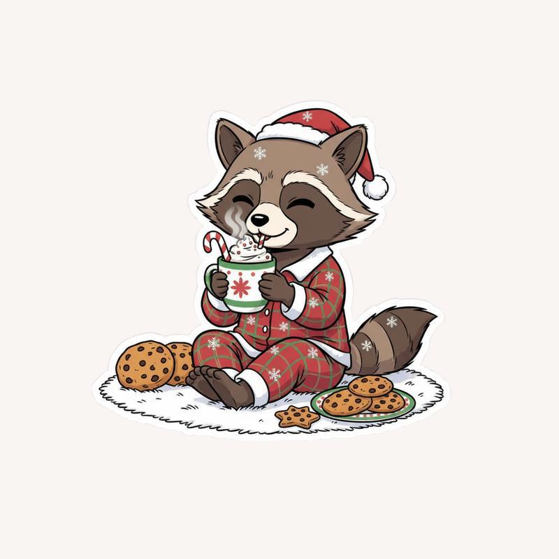 Rocket Raccoon Cozy Cocoa Break Sticker - Raccsy