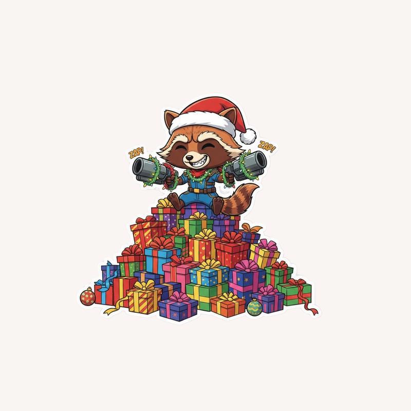 Rocket Raccoon Meme Santa Sticker - Raccsy