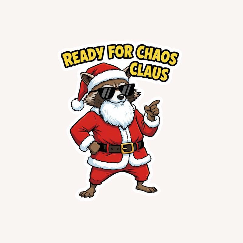Rocket Raccoon Meme Santa Funny Sticker - Raccsy