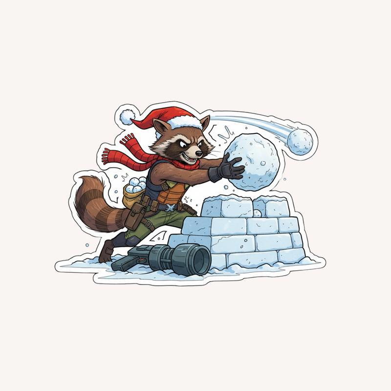 Rocket Raccoon Snowball Showdown Sticker - Raccsy