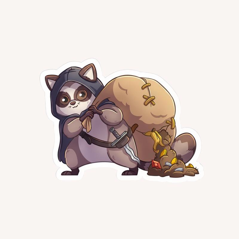 Rogue Class Raccoon Dnd Sticker - Raccsy