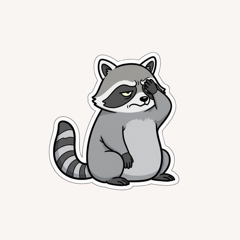 Sarcastic Raccoon Facepal Sticker - Raccsy