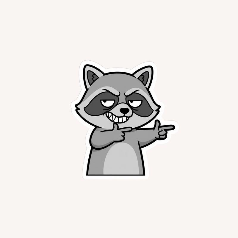 Sarcastic Raccoon Finger Guns Sticker - Raccsy